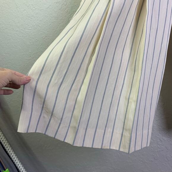 CLUB MONACO PANT STRIPED A-LINED HIGH WAISTED WIDE LEG CULOTTES CROP CREAM PANT - Picture 11 of 16